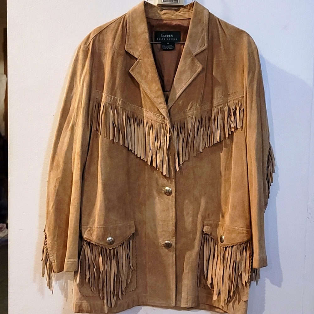 VINTAGE LAUREN RALPH LAUREN MENS SAND genuine suede size S